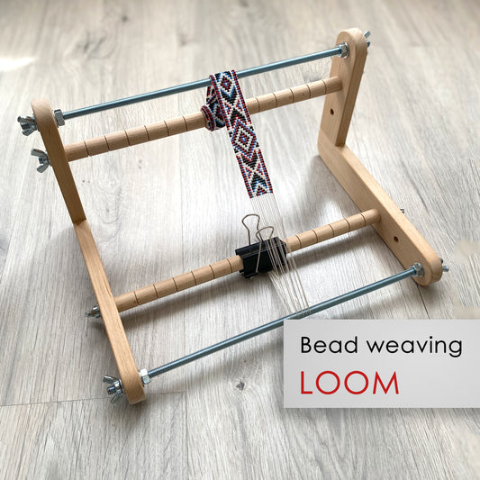 Wide Double-sided Wooden Loom for LONG seed beadwork weaving