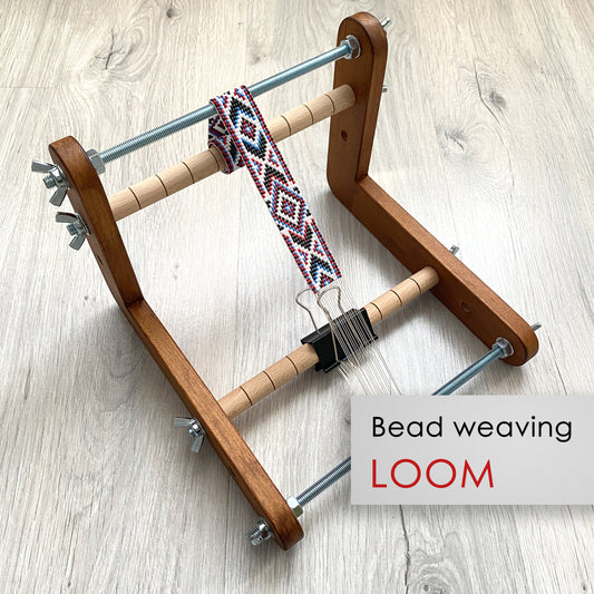Dark Double-sided Wooden Loom for LONG seed beadwork weaving