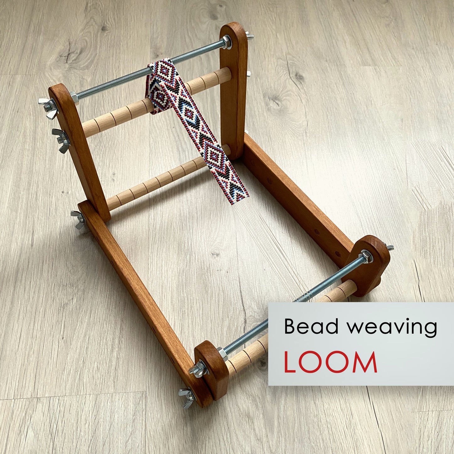 Dark Upright Middle Loom for LONG seed beadwork weaving