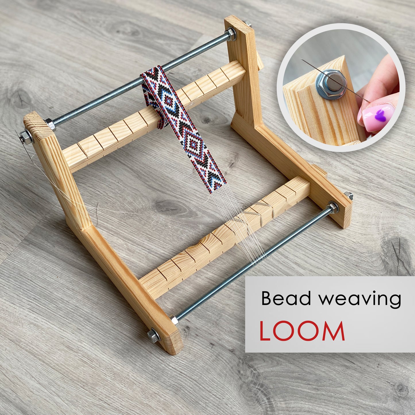 New Wooden Loom with MAGNET for LONG seed beadwork weaving