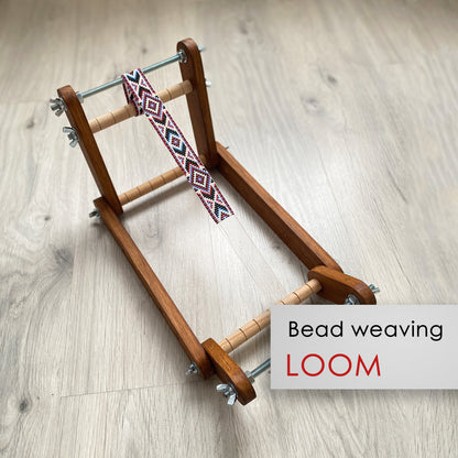 Dark Upright Modern Loom for LONG seed beadwork weaving