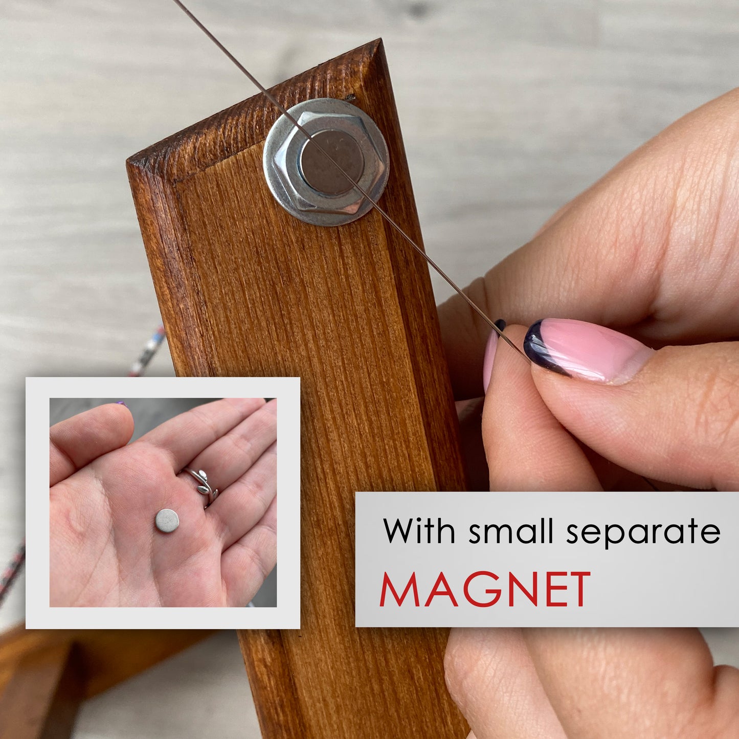 Dark New Wooden Loom with MAGNET for LONG seed beadwork weaving