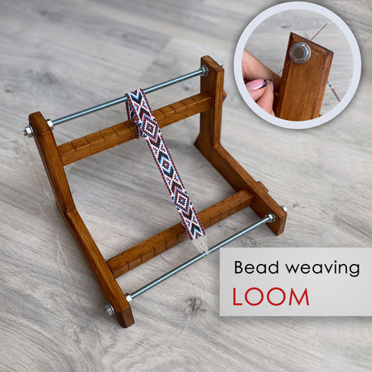 Dark New Wooden Loom with MAGNET for LONG seed beadwork weaving