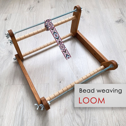 Dark Upright Big Loom for LONG seed beadwork weaving