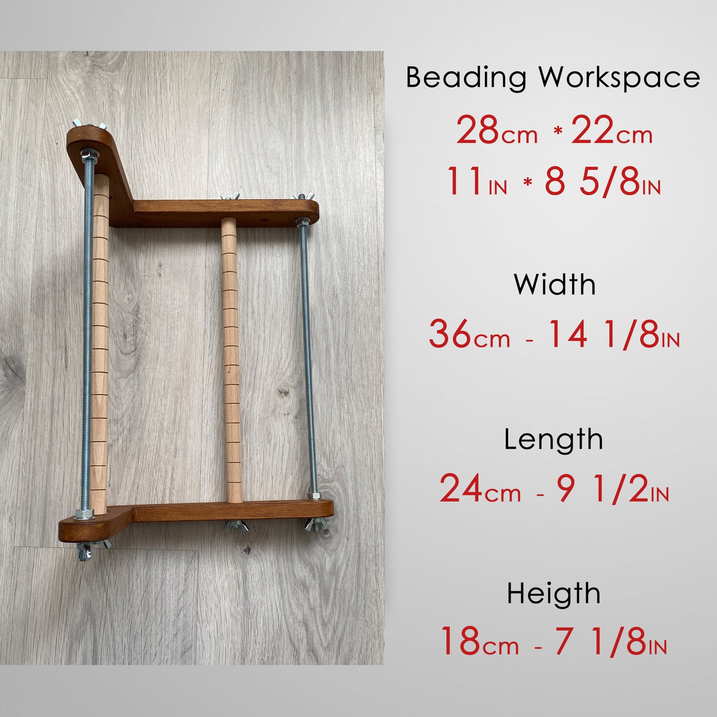 Dark Wide Double-sided Wooden Loom for LONG seed beadwork weaving