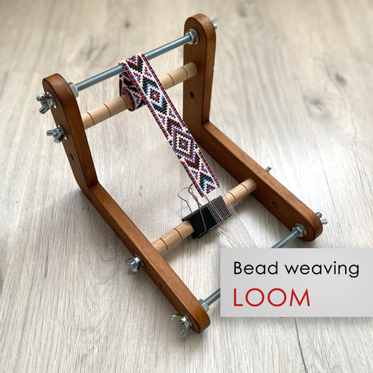 Dark Narrow Double-sided Wooden Loom for NARROW seed beadwork weaving