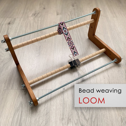 The Dark Biggest Double-sided Wooden Loom for LONG seed beadwork weaving