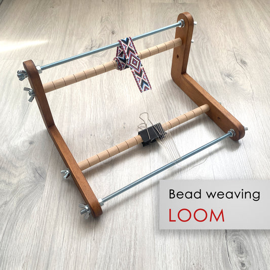 Dark Wide Double-sided Wooden Loom for LONG seed beadwork weaving
