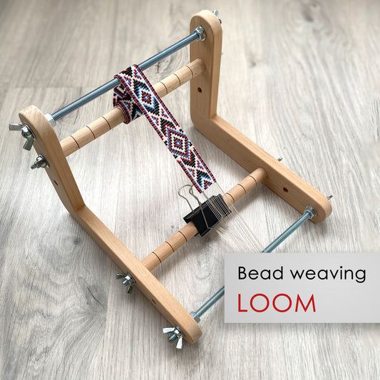Double-sided Wooden Loom for LONG seed beadwork weaving