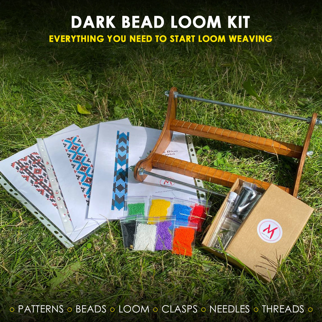 Dark Bead Loom Kit - Everything you need to start loom weaving