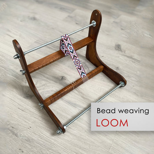 Dark Big Wooden Loom for LONG seed beadwork weaving