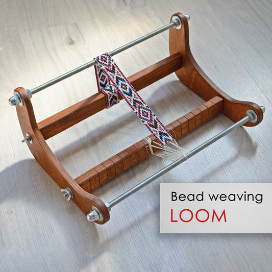 Dark Wooden Loom for LONG seed beadwork weaving
