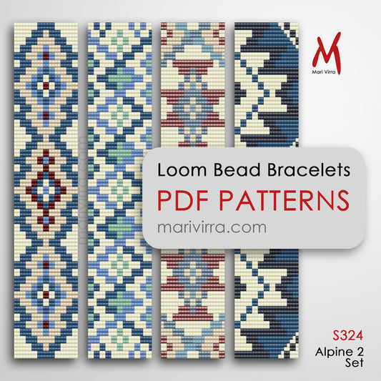 Alpine Carpet Two Set of Four Loom Digital Bead Patterns