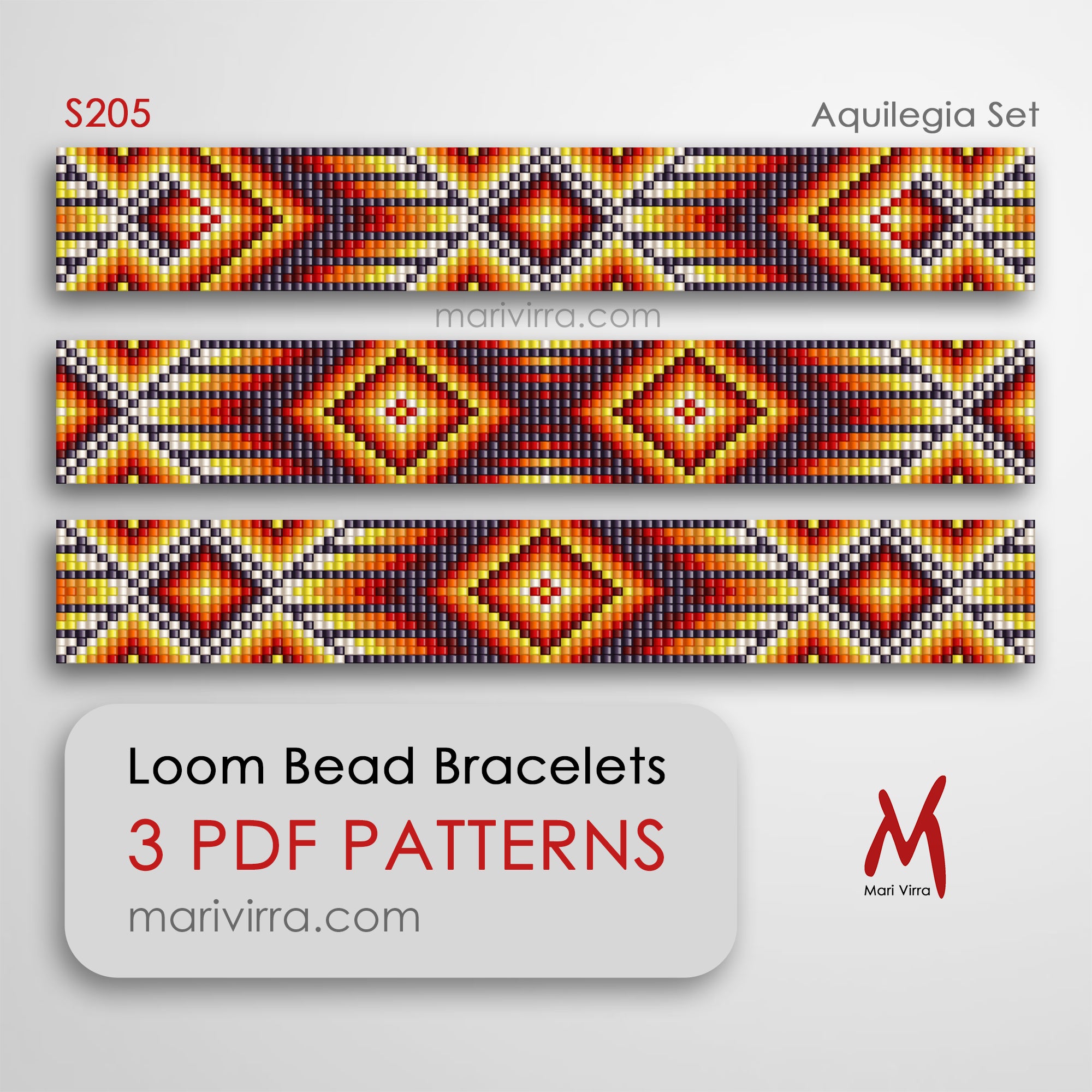 Aquilegia Set of Three Loom Digital Bead Patterns – MariVirra