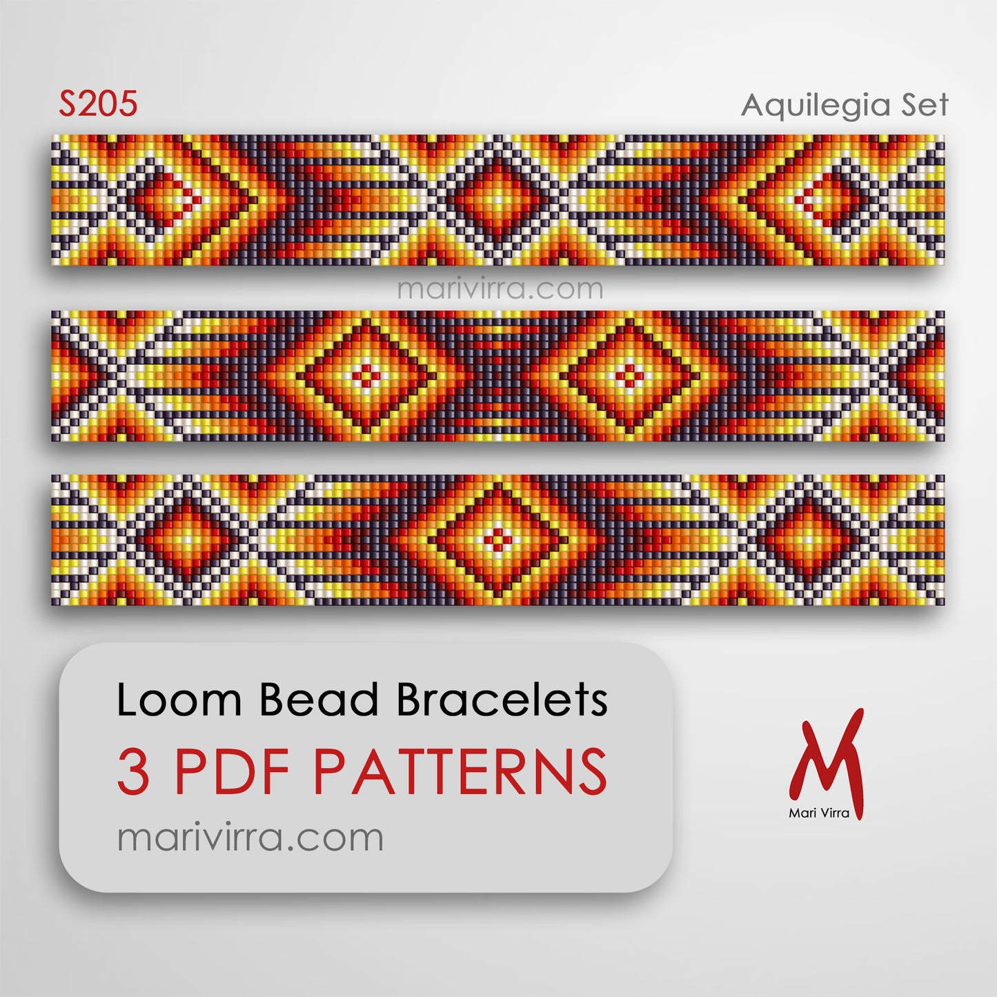 Aquilegia Set of Three Loom Digital Bead Patterns