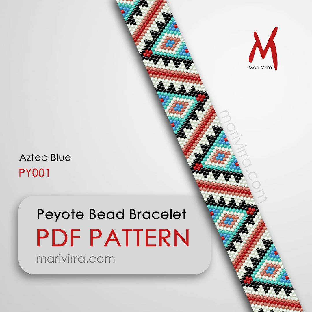 File Patter Info.pdf Aztec Blue Band Peyote Digital Bead Pattern – MariVirra