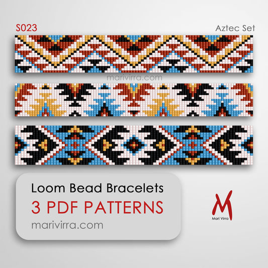 Aztec Set of Three Loom Digital Bead Patterns