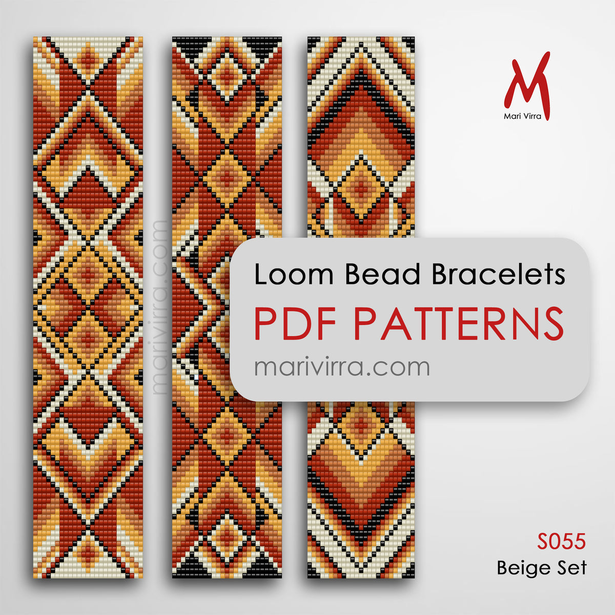 Beige Set of Three Loom Digital Bead Patterns