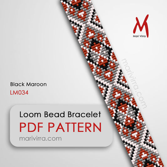 Black Maroon Geometry Loom Digital Bead Pattern