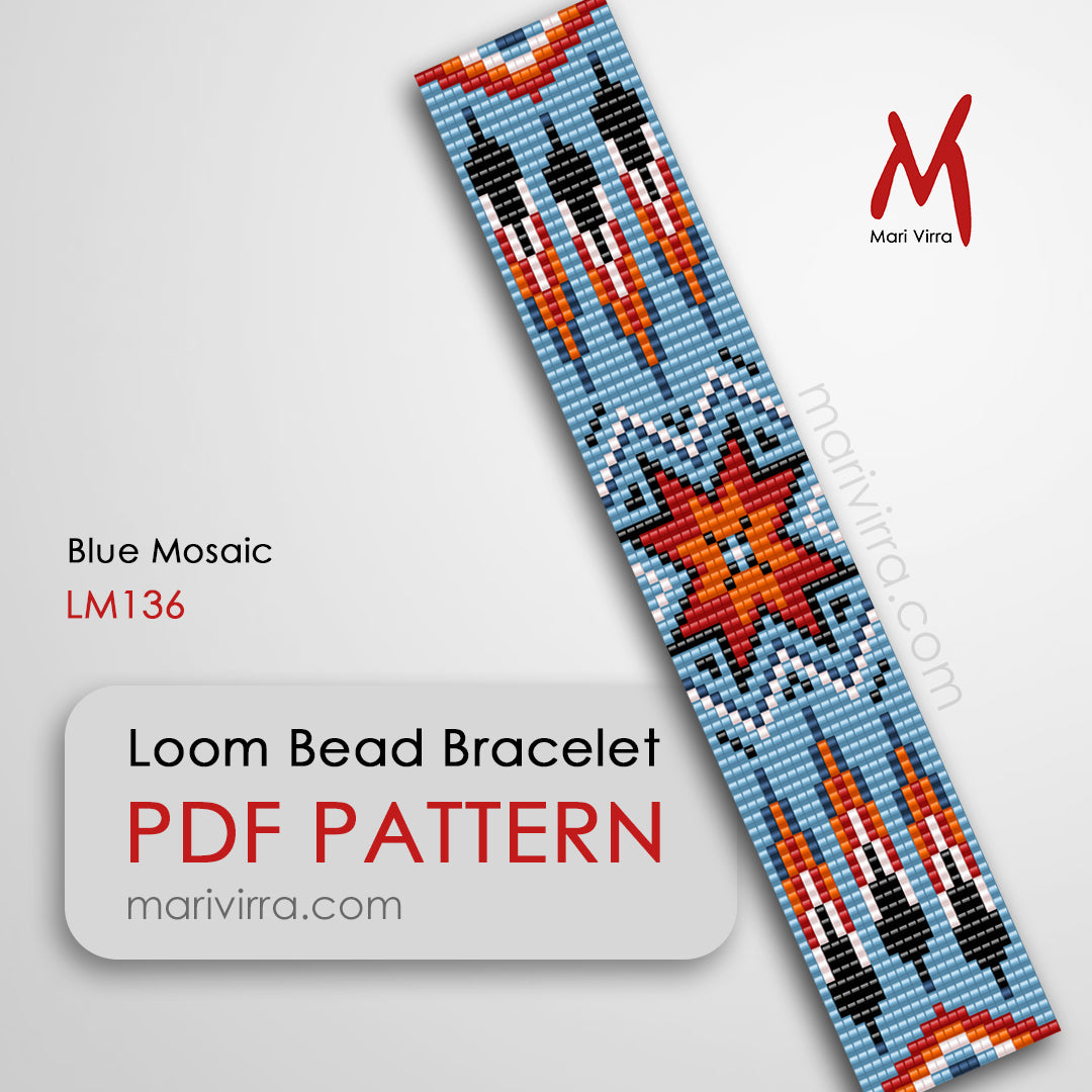 Blue Mosaic Bracelet Loom Digital Bead Pattern