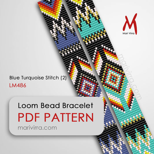Blue Turquoise Stitch Loom Digital Bead Patterns