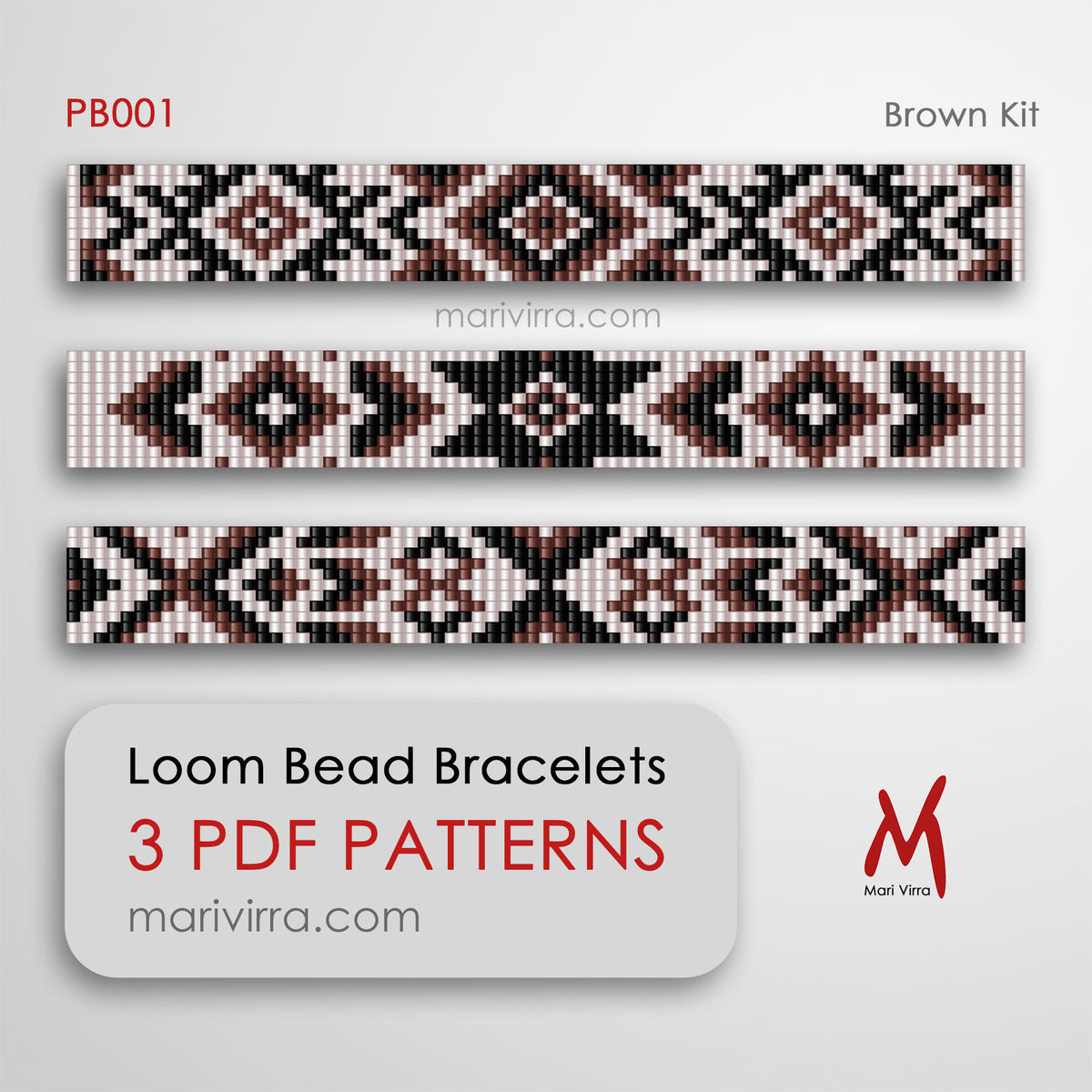 Brown Preciosa Set of Three Loom Digital Bead Patterns