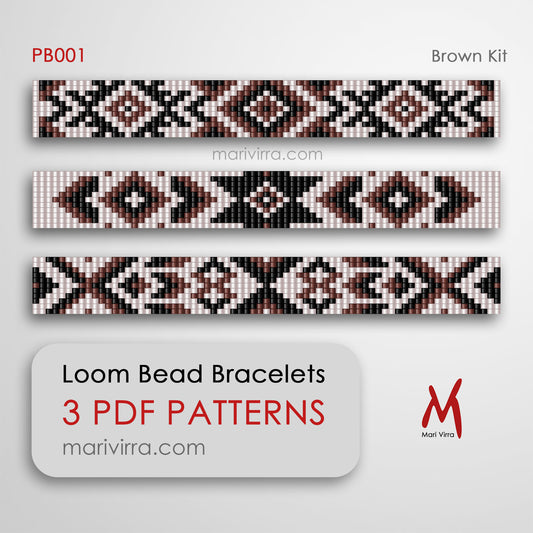 Brown Preciosa Set of Three Loom Digital Bead Patterns