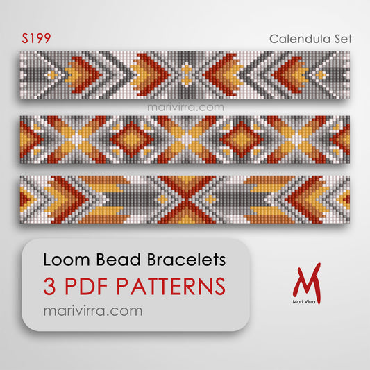 Calendula Set of Three Loom Digital Bead Patterns