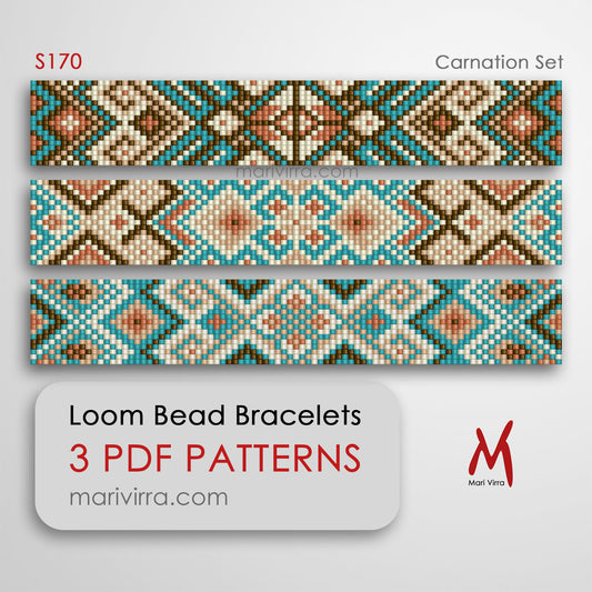 Carnation Inspired Set of Three Loom Digital Bead Patterns