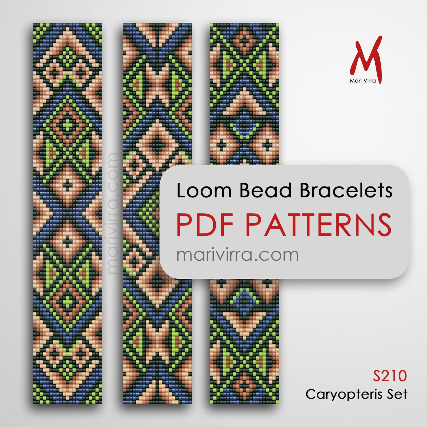 Caryopteris Set of Three Loom Digital Bead Patterns