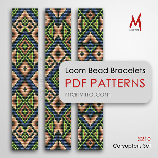 Caryopteris Set of Three Loom Digital Bead Patterns