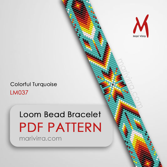 Colorful Turquoise Loom Digital Bead Pattern
