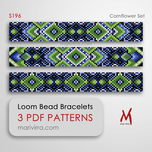 Cornflower Set of Three Loom Digital Bead Patterns