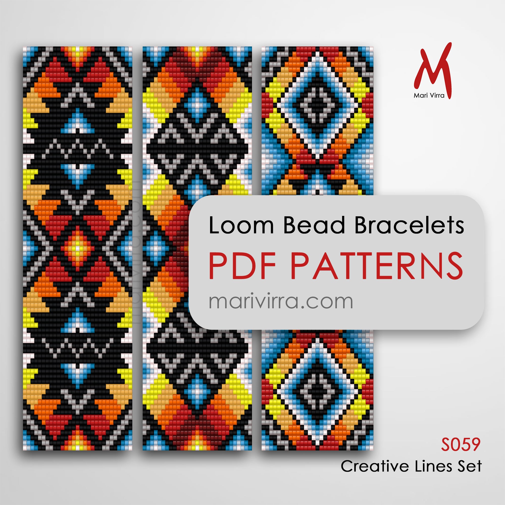 Pay Line Patterns Creative Lines Set of Three Loom Digital Bead Patterns – MariVirra