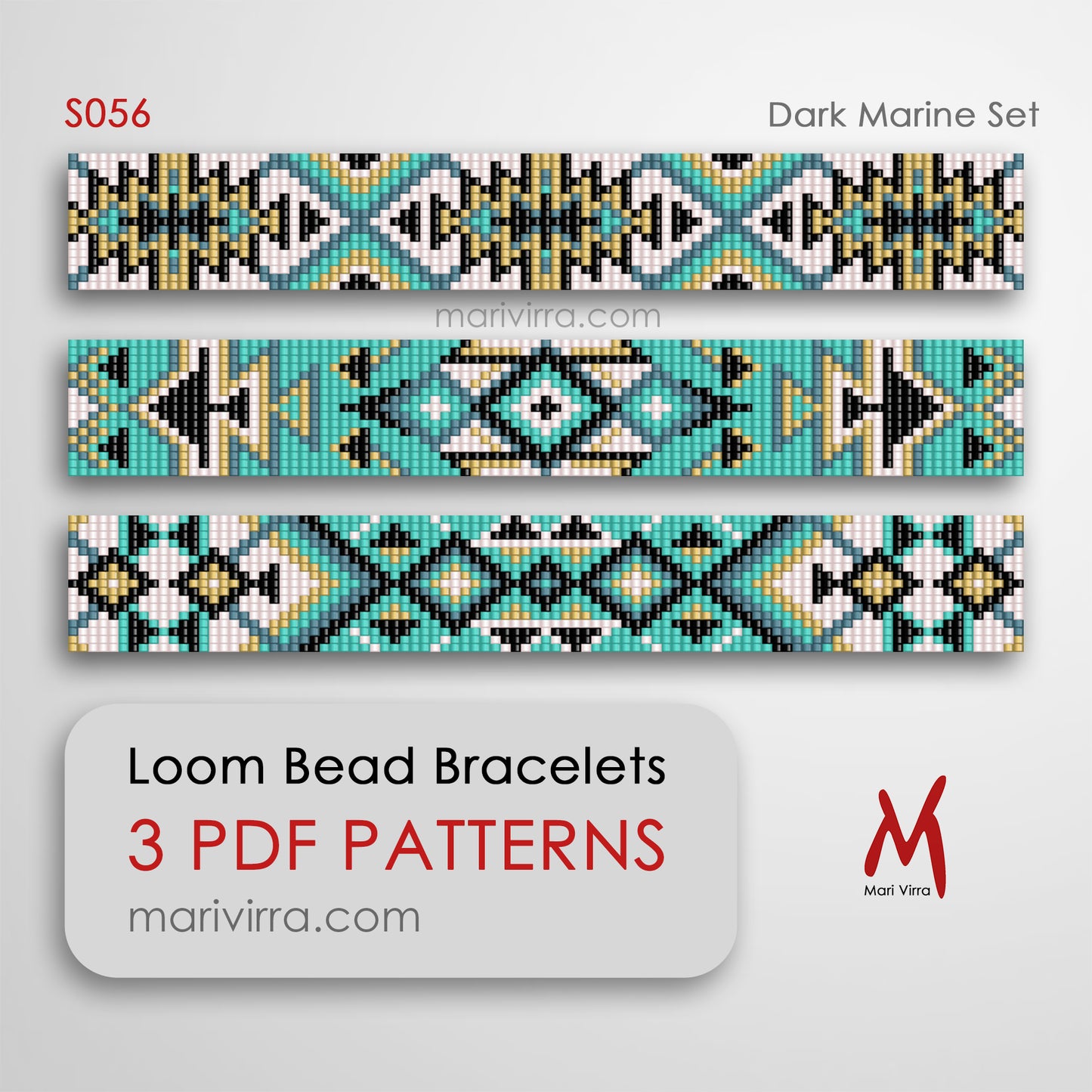 Dark Marine Set of Three Loom Digital Bead Patterns