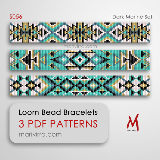 Dark Marine Set of Three Loom Digital Bead Patterns
