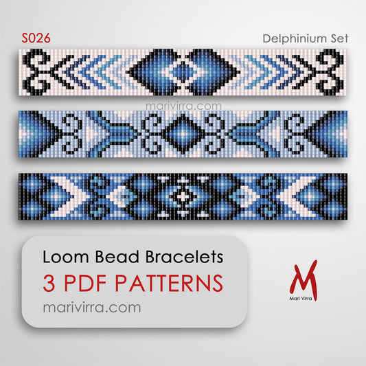 Delphinium Set of Three Loom Digital Bead Patterns