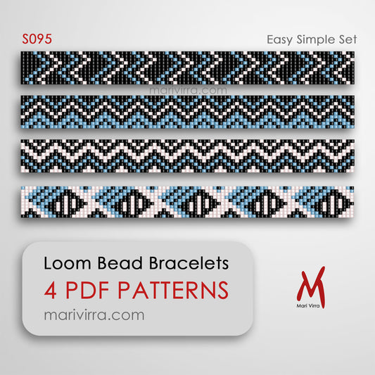 Easy Simple Set of Four Loom Digital Bead Patterns