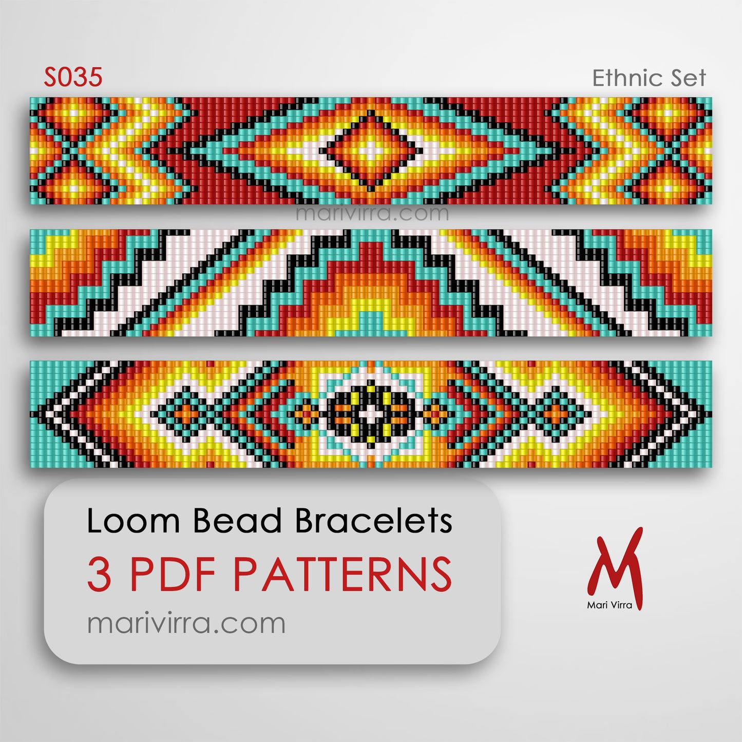Ethnic Set of Three Loom Digital Bead Patterns