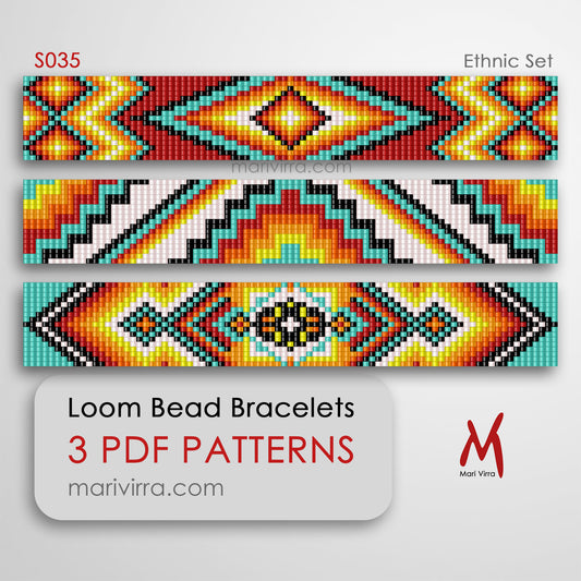 Ethnic Set of Three Loom Digital Bead Patterns