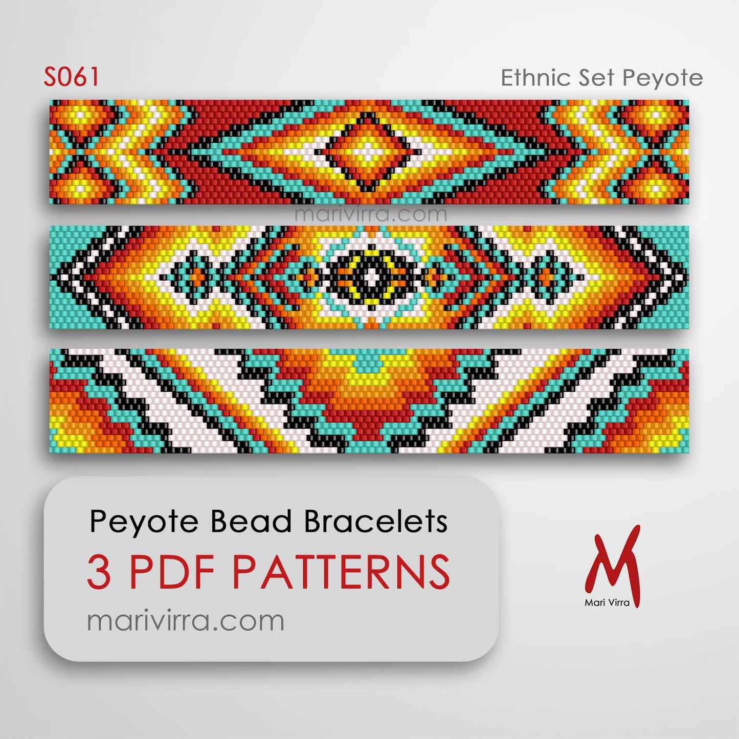 Ethnic Set of Three Peyote Digital Bead Patterns