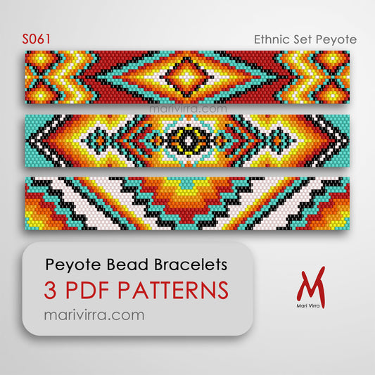 Ethnic Set of Three Peyote Digital Bead Patterns