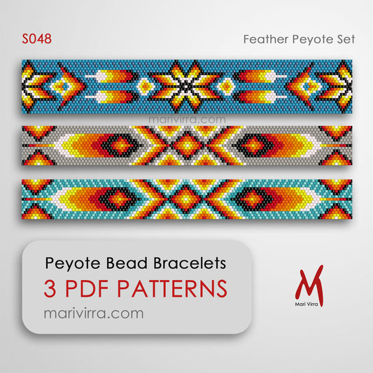 Feather Peyote Set of Three Peyote Digital Bead Patterns