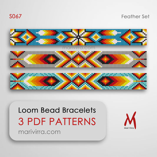 Feather Set of Three Loom Digital Bead Patterns