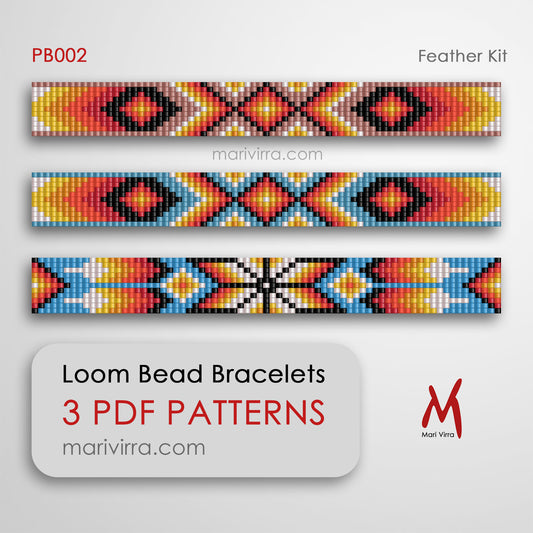 Feather Preciosa Set of Three Loom Digital Bead Patterns