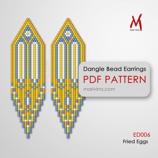 Fried Eggs Dangle Earrings Digital Bead Pattern