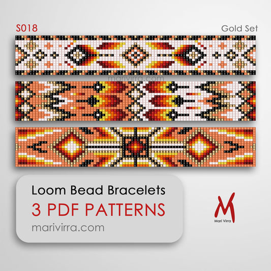 Gold Set of Three Loom Digital Bead Patterns
