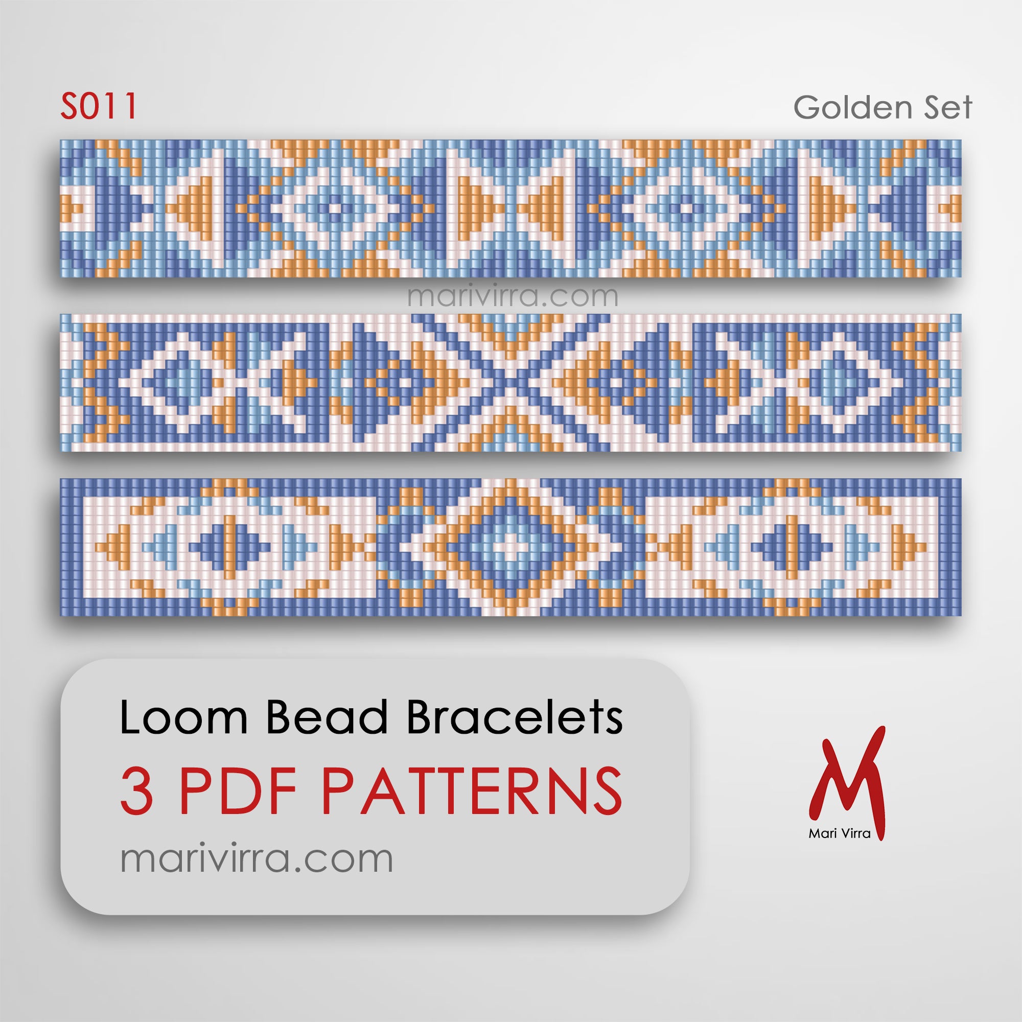 Bead Color Pattern Golden Set of Three Loom Digital Bead Patterns – MariVirra