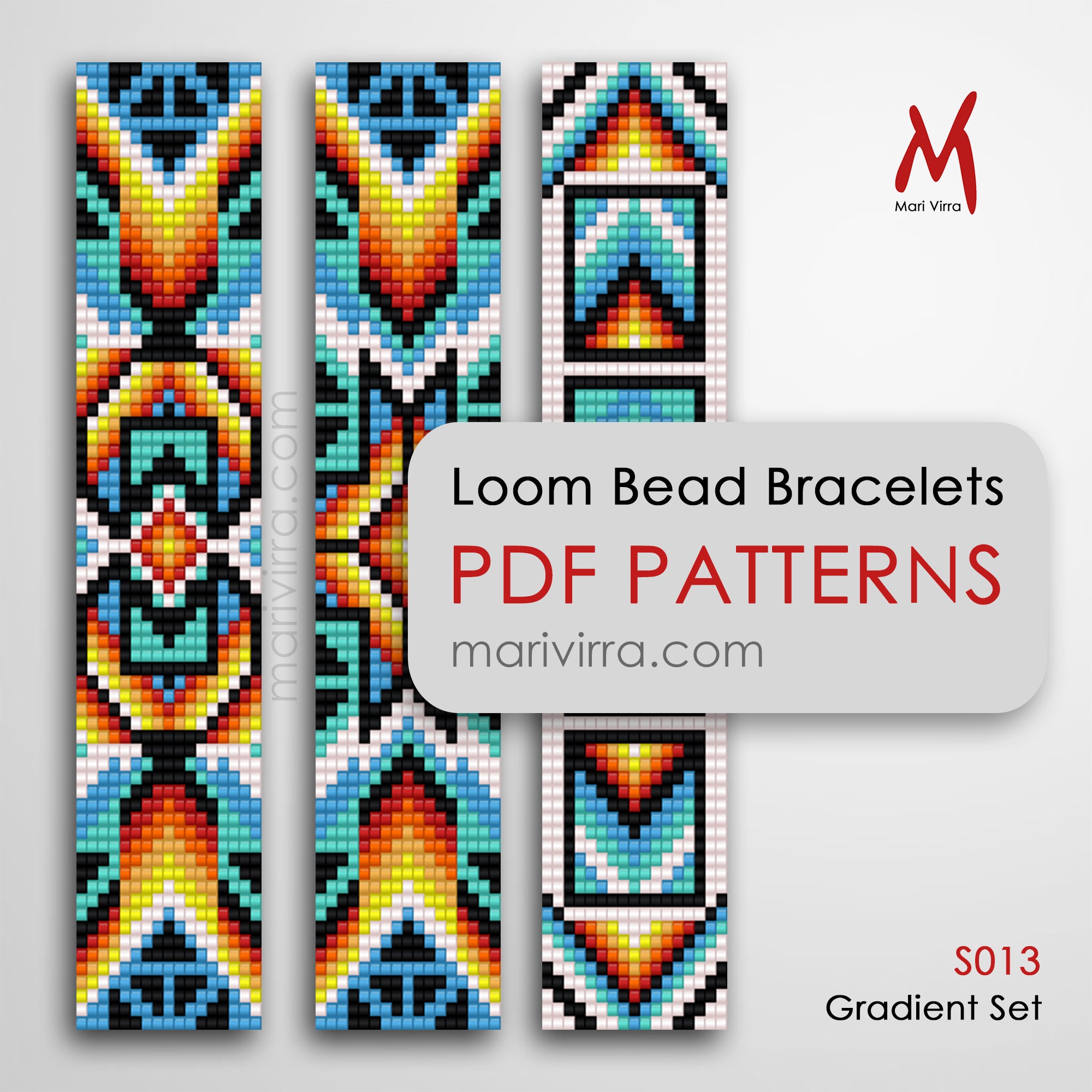 Gradient Beadwork Design Gradient Set of Three Loom Digital Bead Patterns – MariVirra
