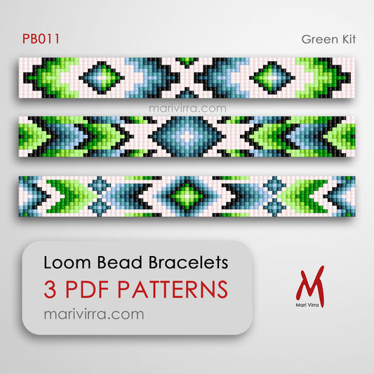 Green Blue Preciosa Set of Three Loom Digital Bead Patterns